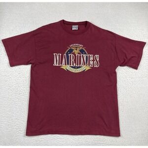 USMC Shirt Mens XL Red Vintage Made In USA United States Marine Corps Military‎